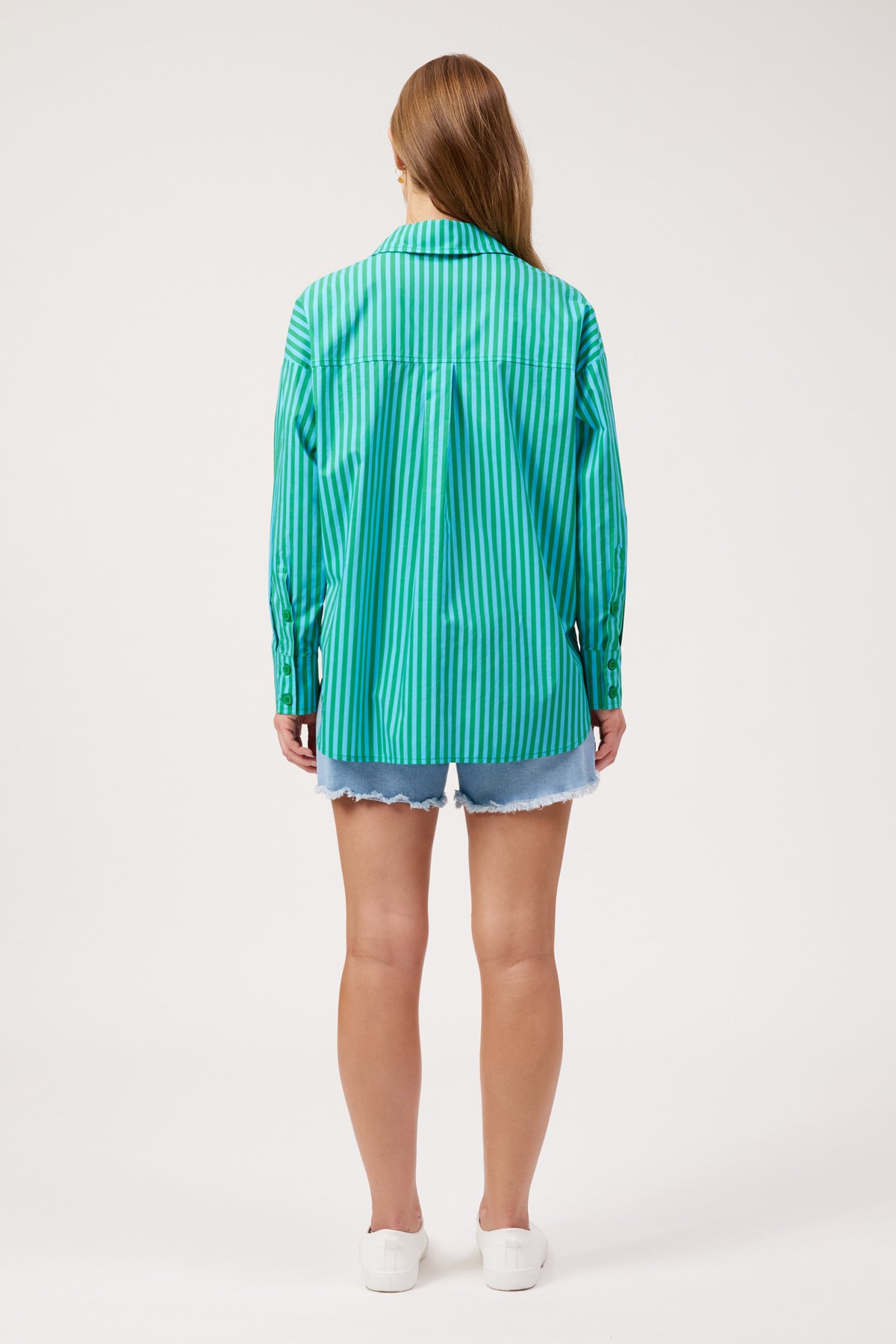 Mykonos Embroidered Stripe Shirt, Green