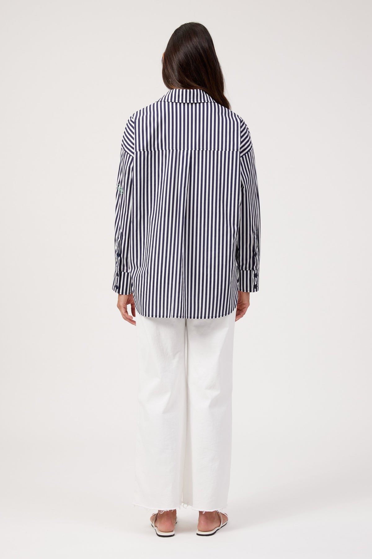 Mykonos Embroidered Stripe Shirt, Navy