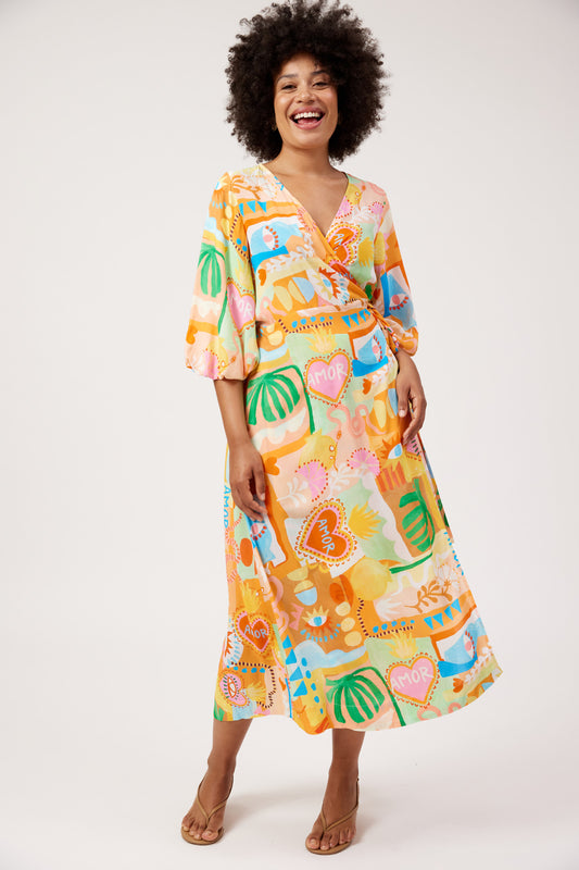 Mykonos Wrap Midi Dress