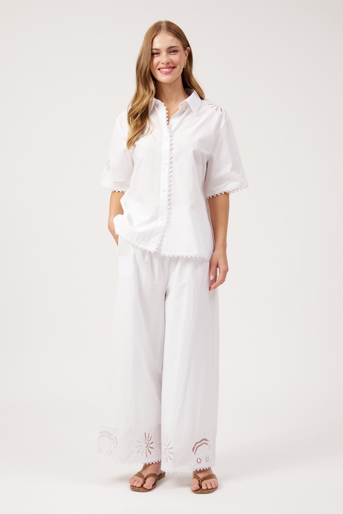 Larissa Broderie Shirt, White