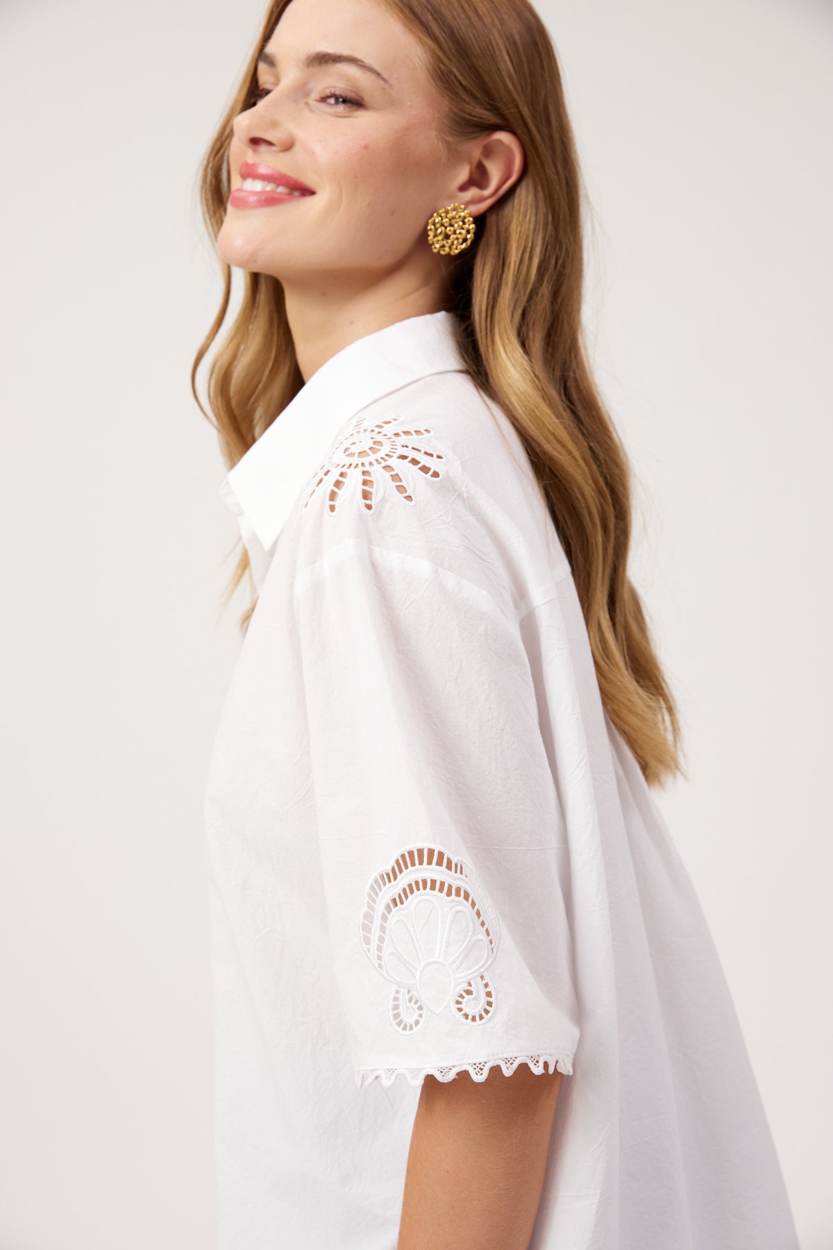 Larissa Broderie Shirt, White