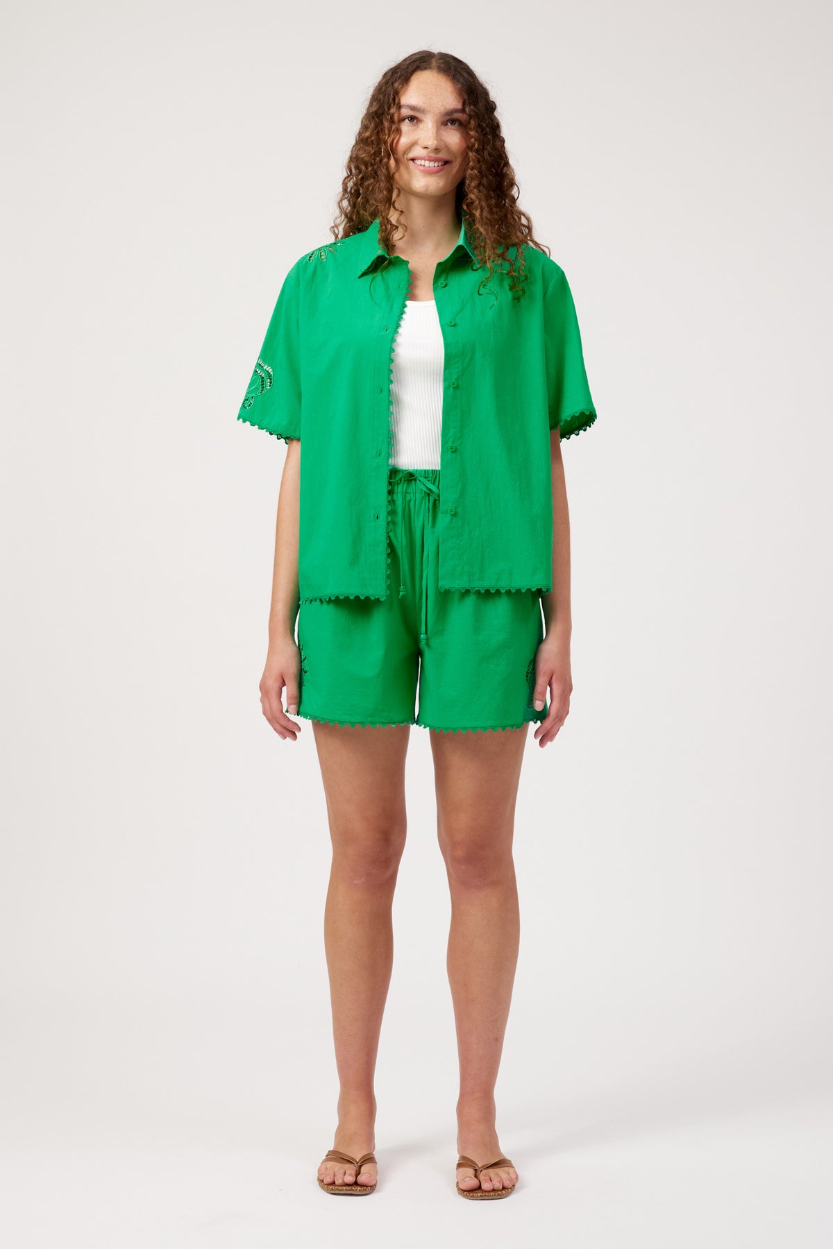 Larissa Broderie Shirt, Green