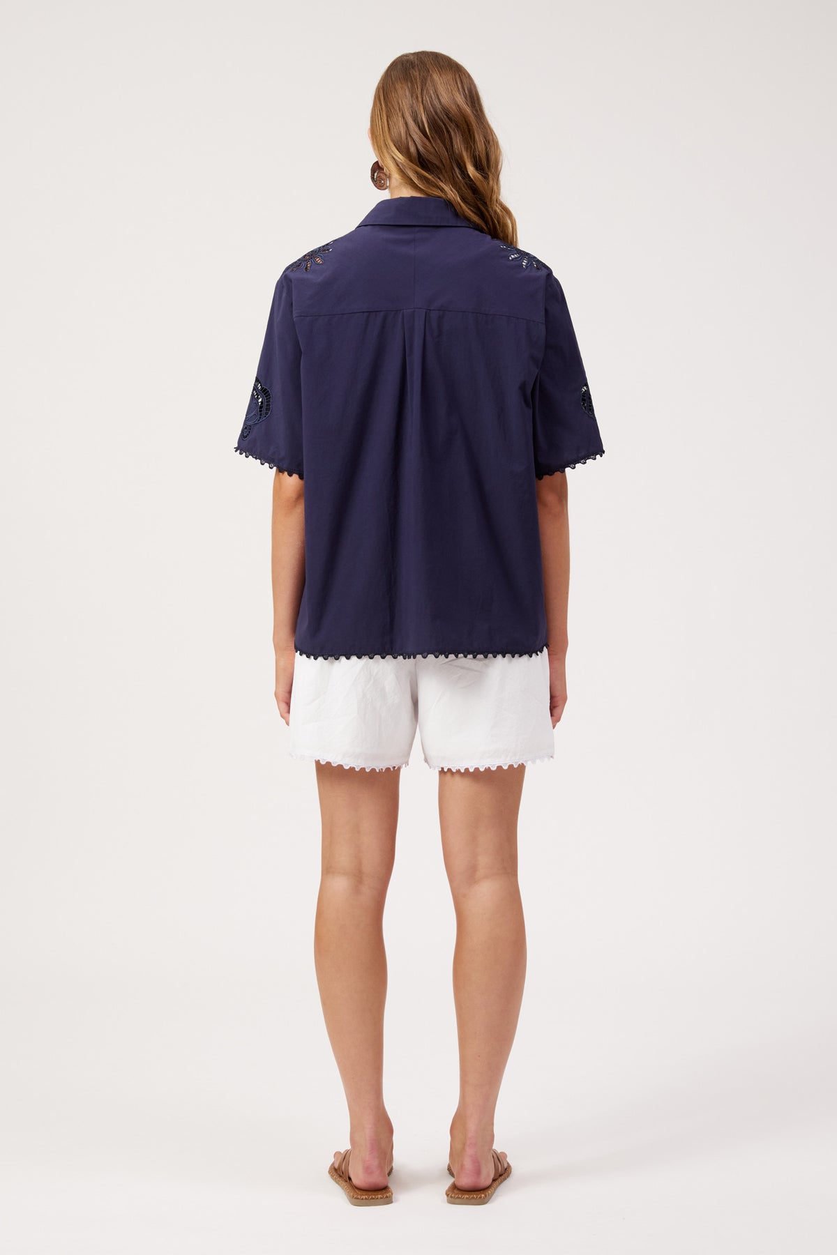 Larissa Broderie Shirt, Navy