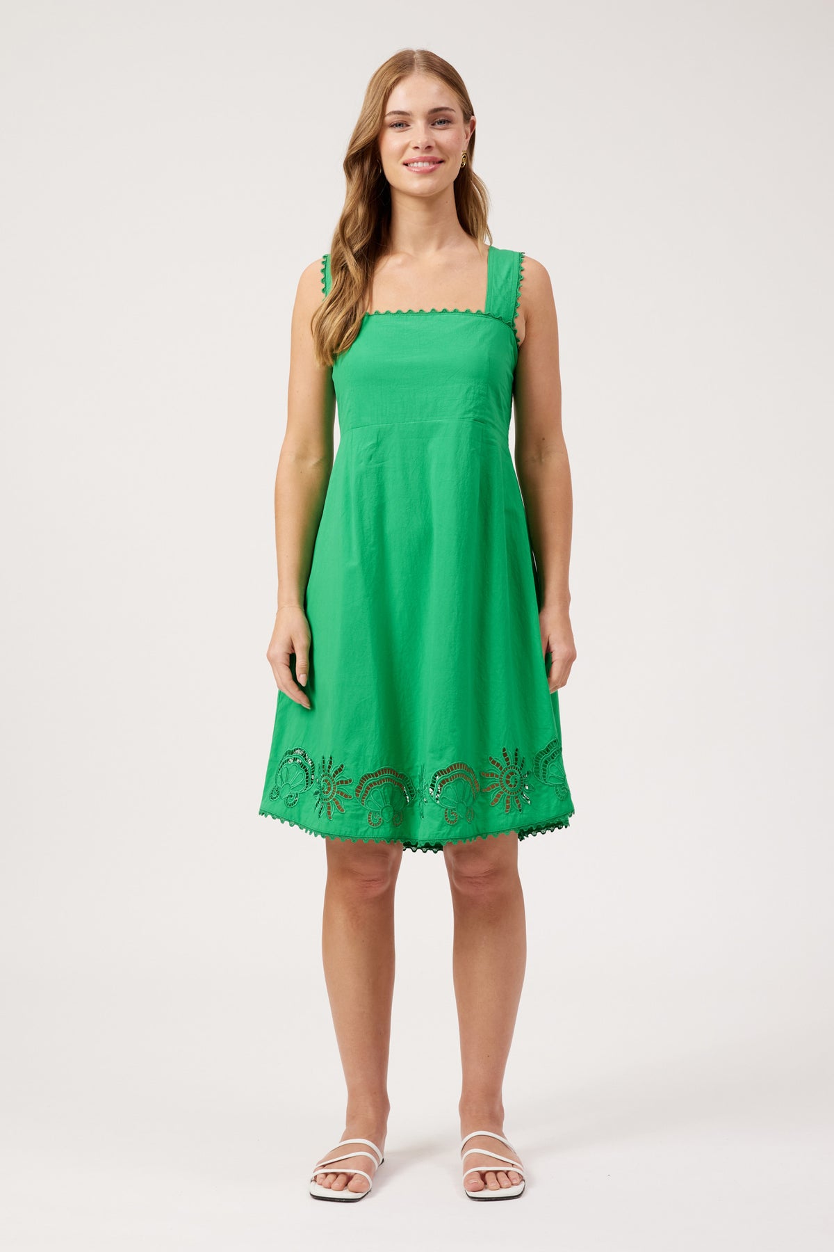Larissa Broderie Dress, Green