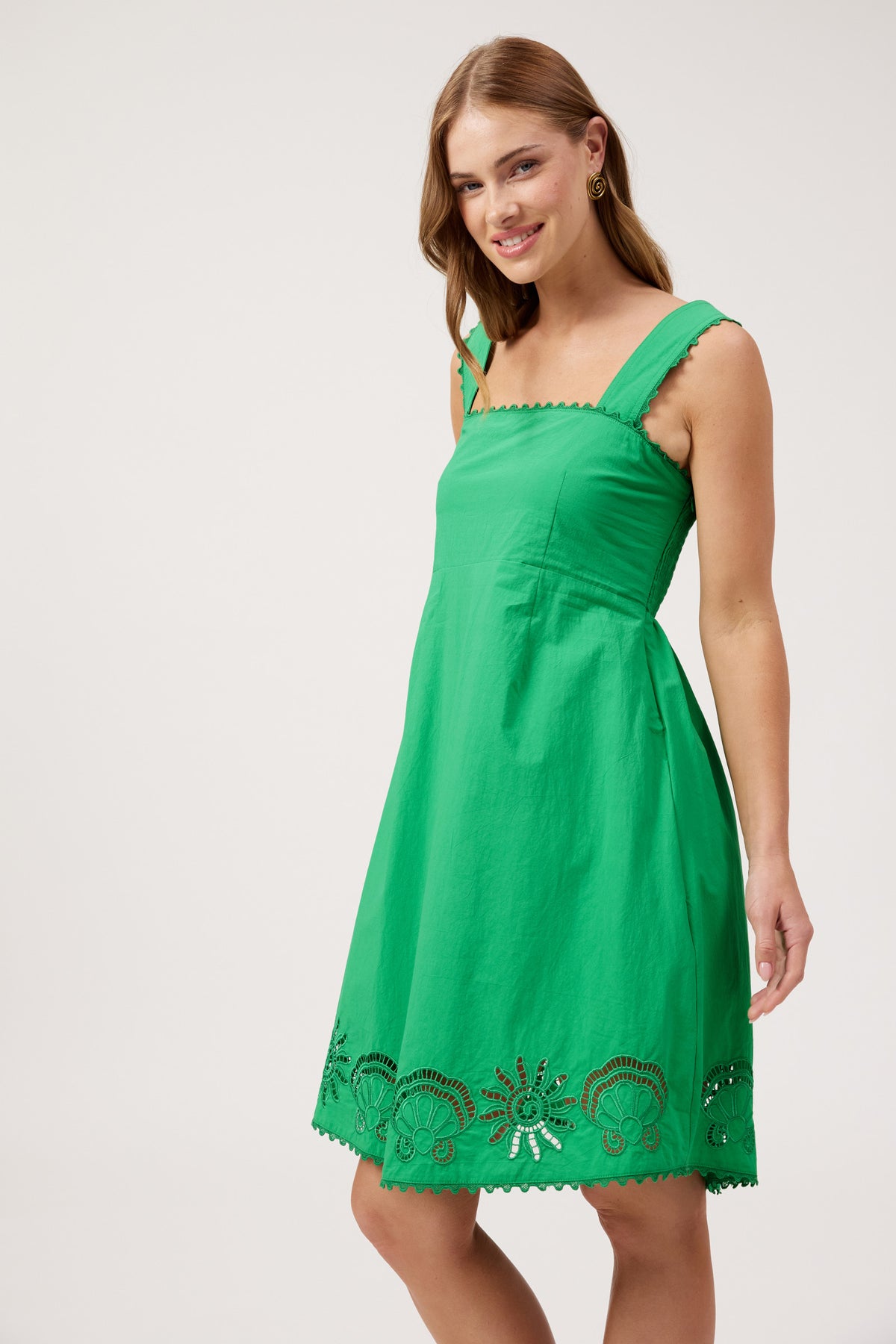 Larissa Broderie Dress, Green