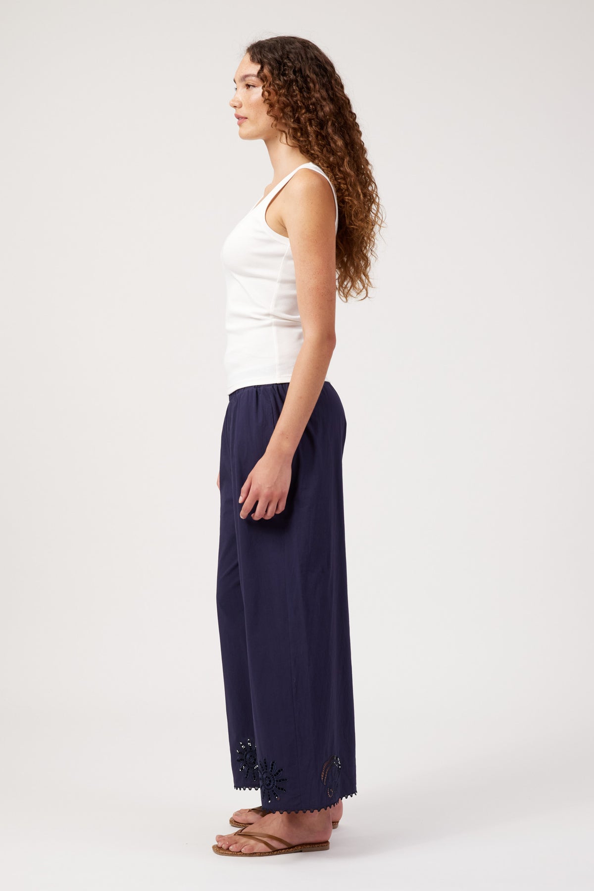 Athens Embroidered Tank, White