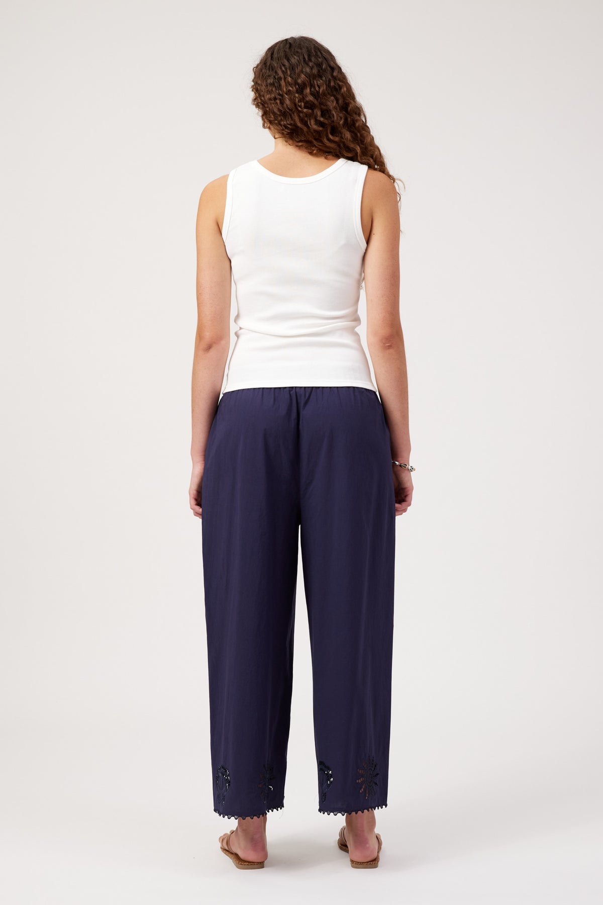 Athens Embroidered Tank, White