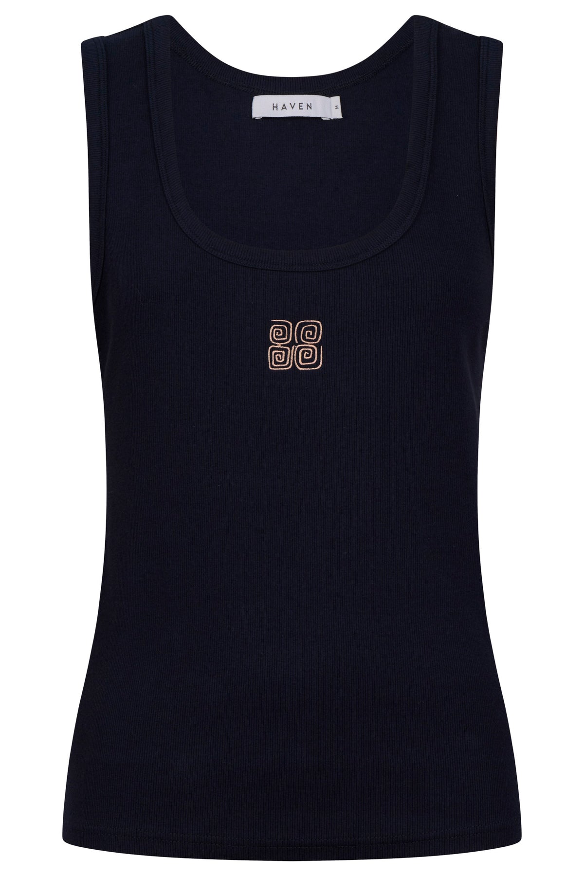 Athens Embroidered Tank, Navy