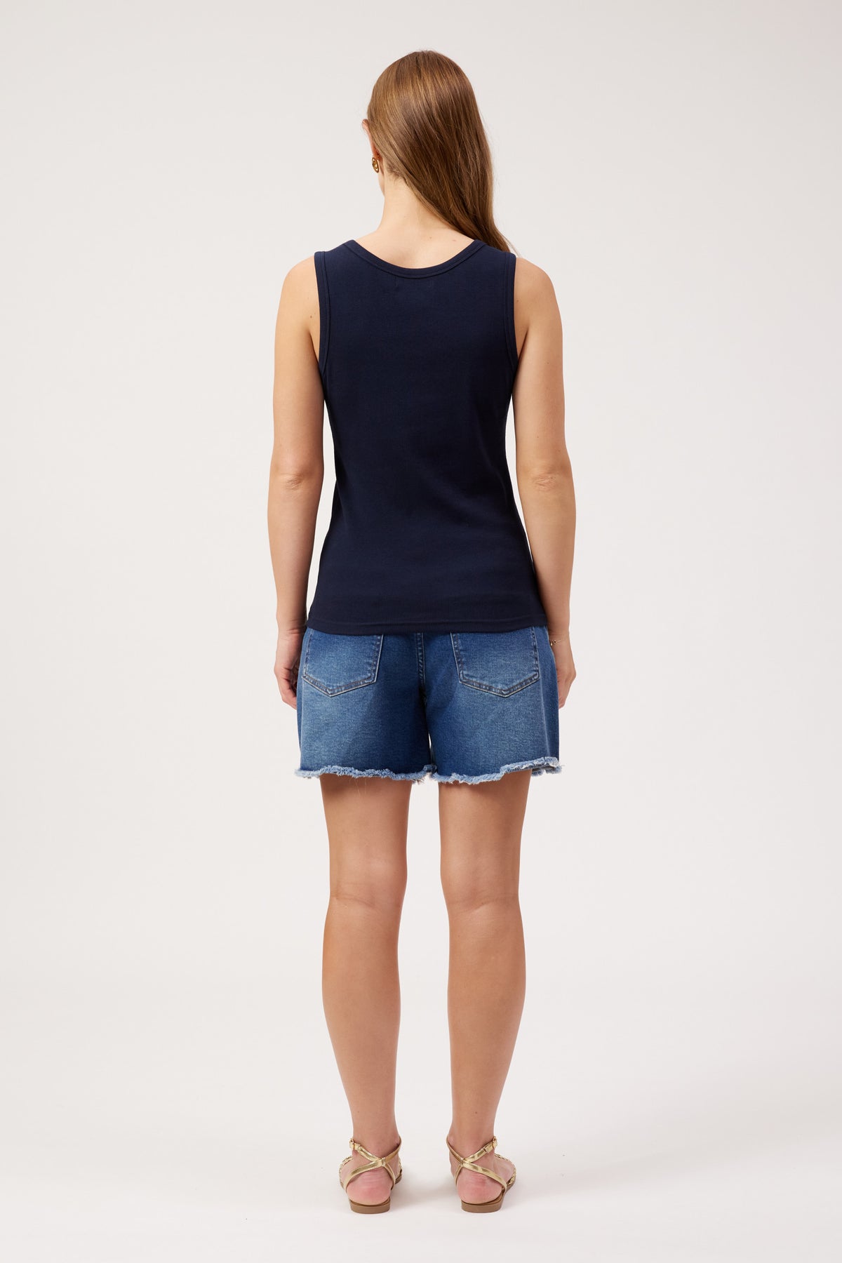 Athens Embroidered Tank, Navy
