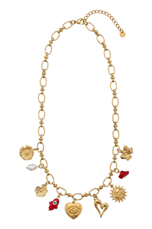 Crete Charm Necklace, Mati Heart