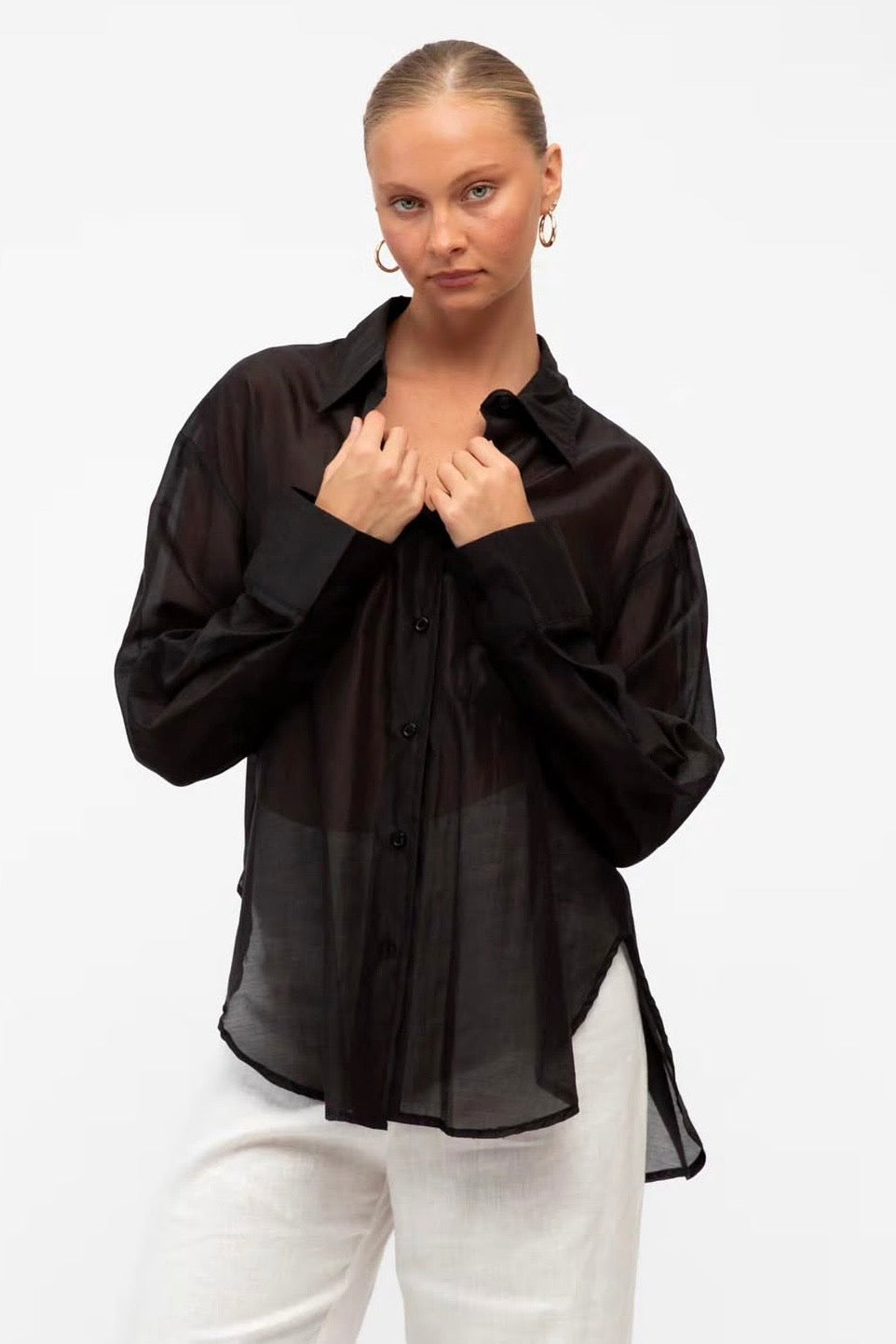 Jerry Sheer Shirt, Black
