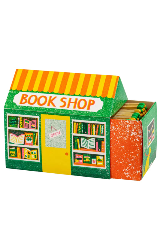 Toy bookshop with colorful facade and matchbox design