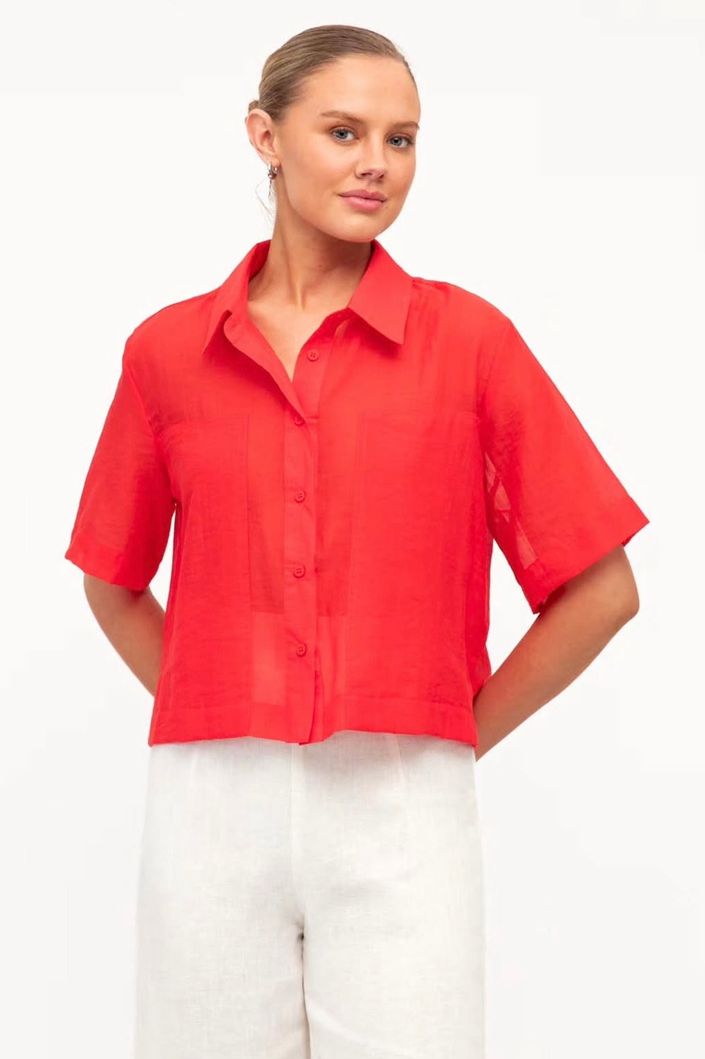 Sherry Sheer Shirt, Red