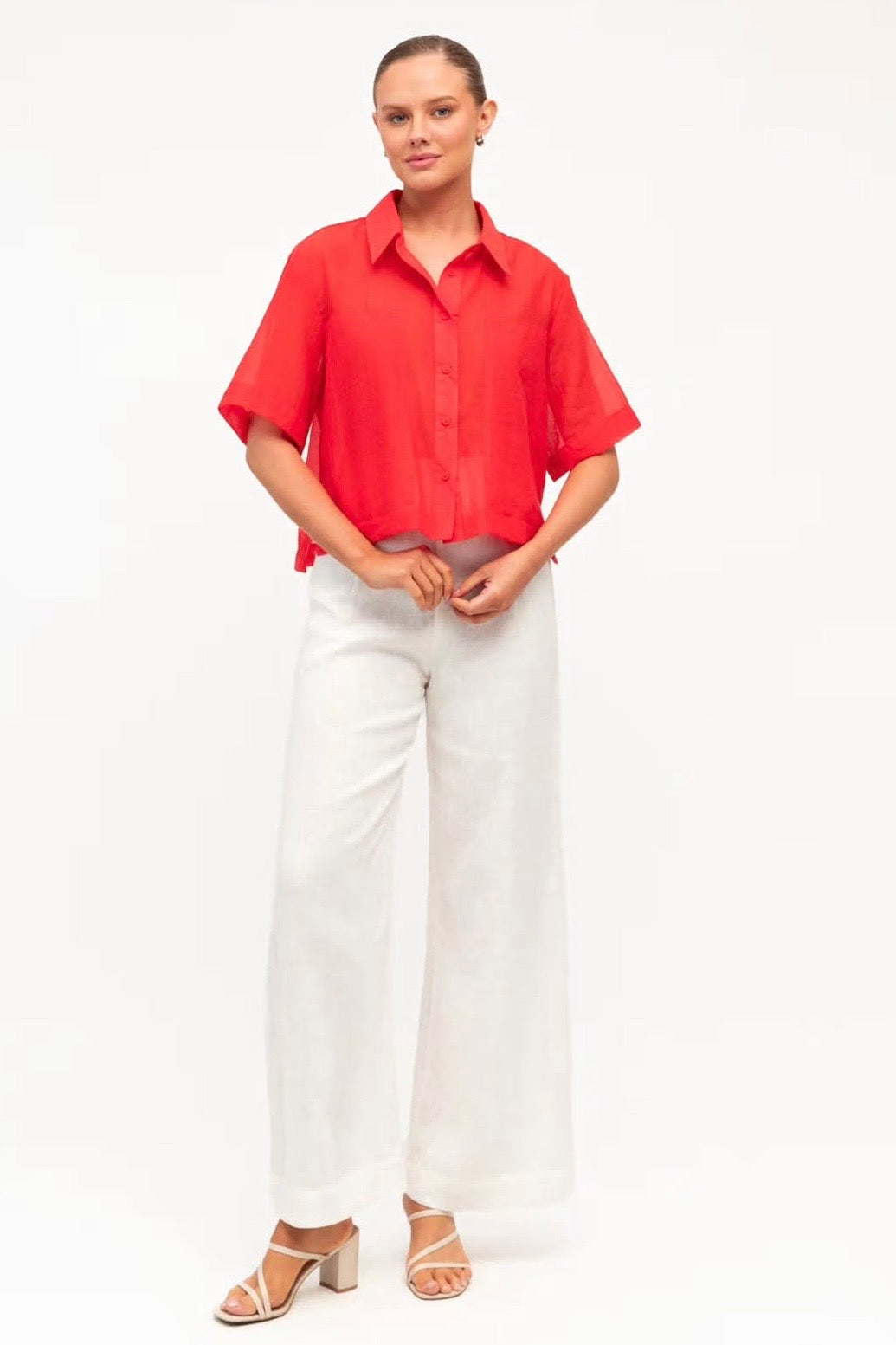 Sherry Sheer Shirt, Red