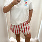 Bergen Shorts, White/Red Stripe