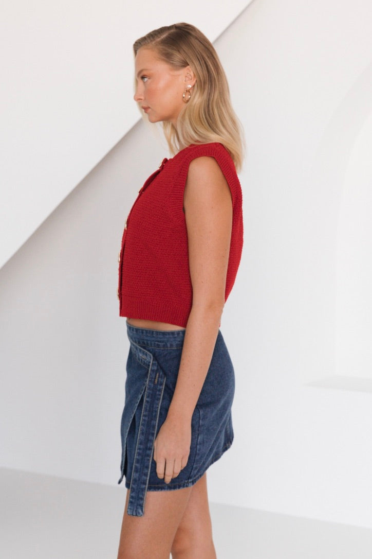 Sari Shell Vest, Red - FRANKIE + COCO