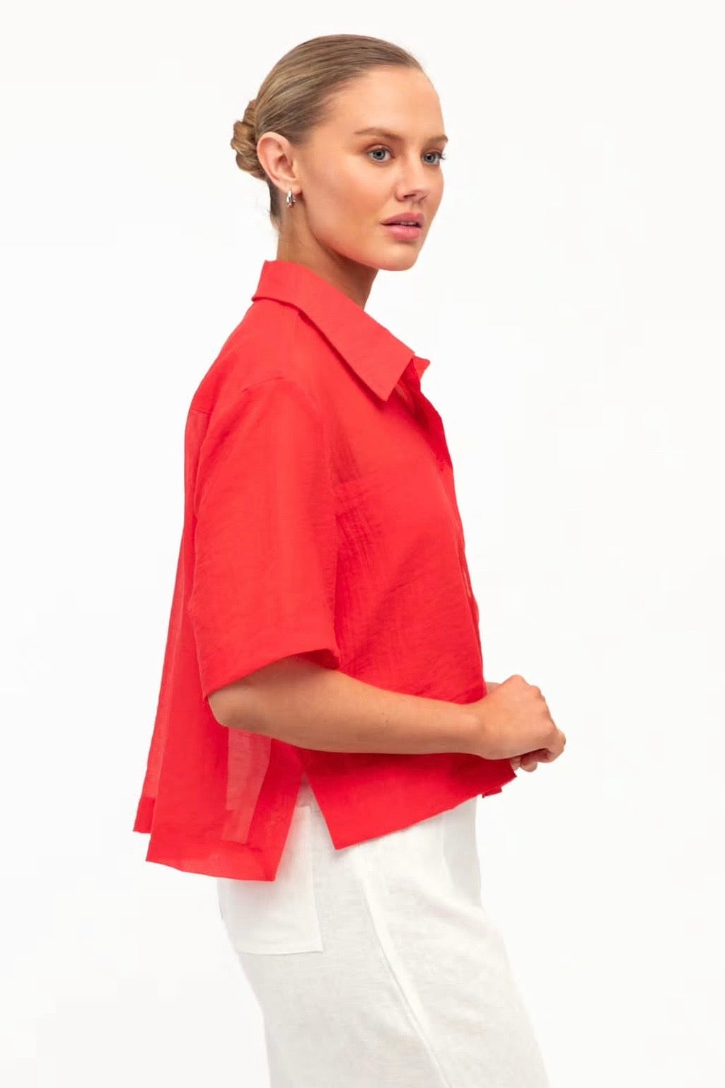 Sherry Sheer Shirt, Red