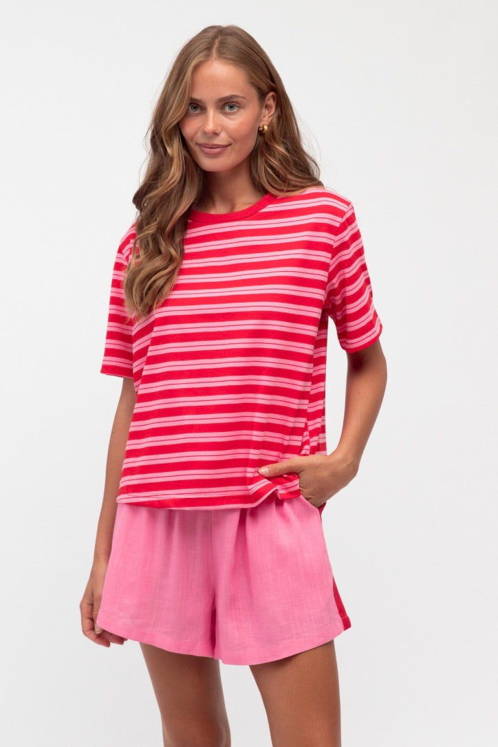 Emma Striped Tee, Pink