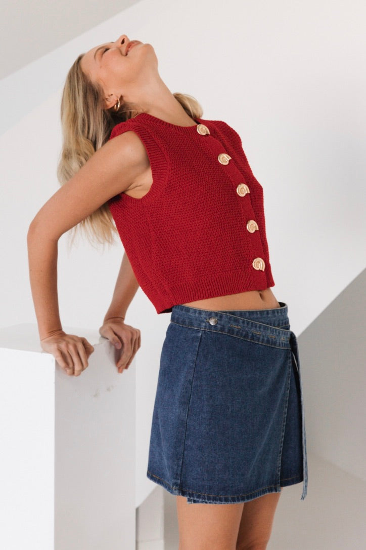 Sari Shell Vest, Red - FRANKIE + COCO
