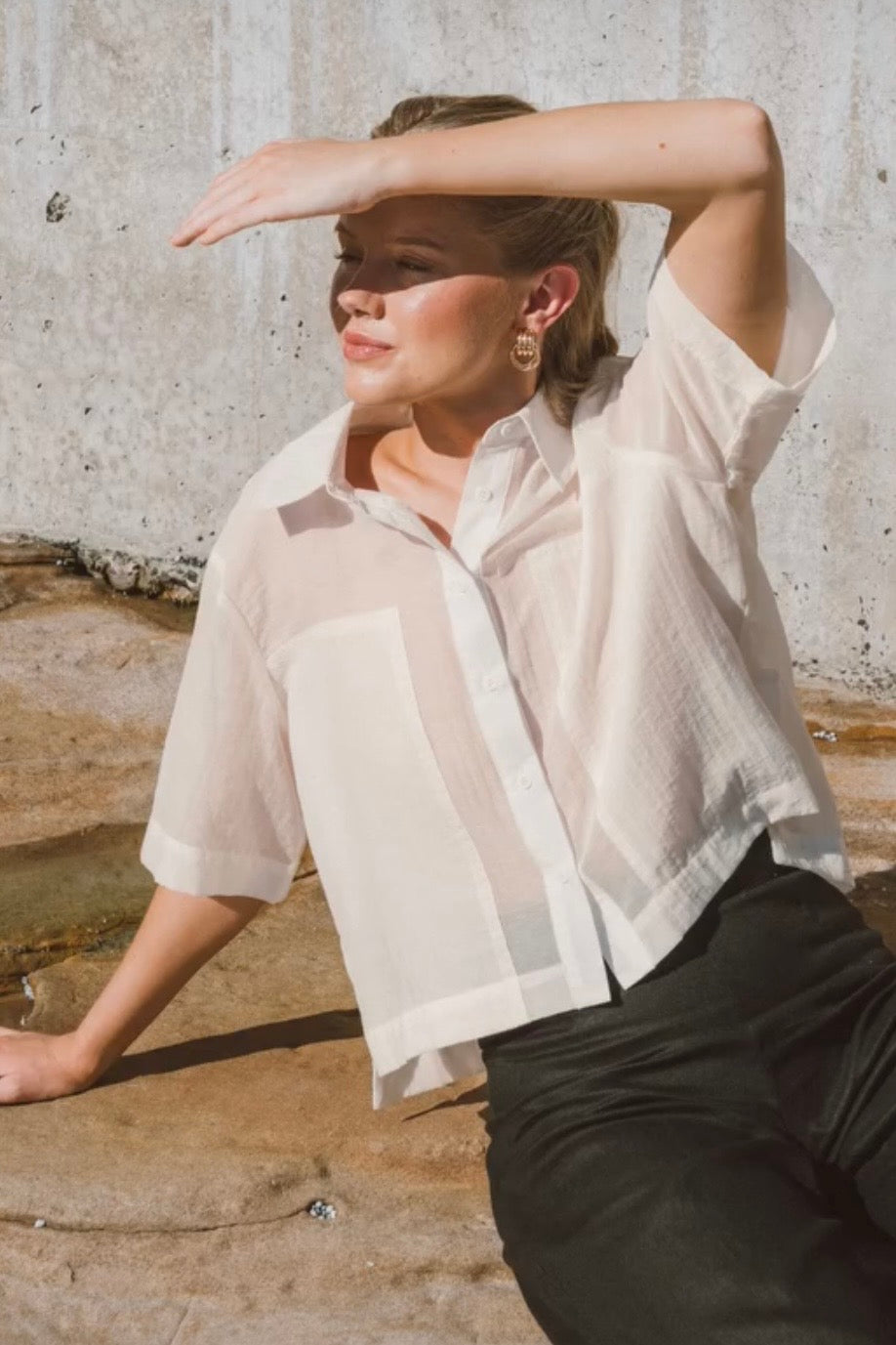 Sherry Sheer Shirt, Cream