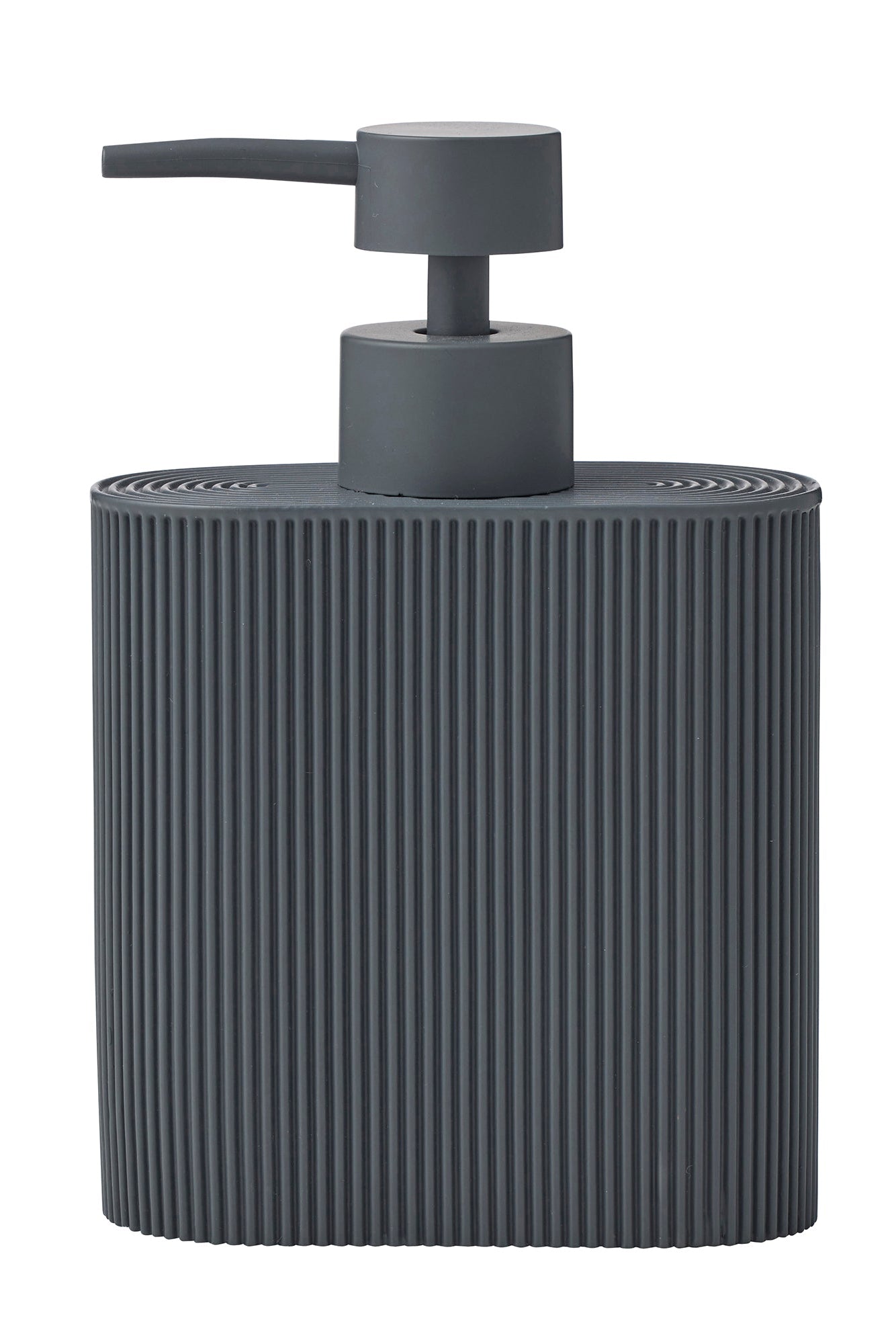 Dark gray textured soap dispenser on a white background