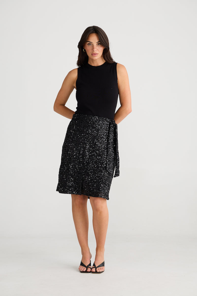 Mae Wrap Skirt, Black