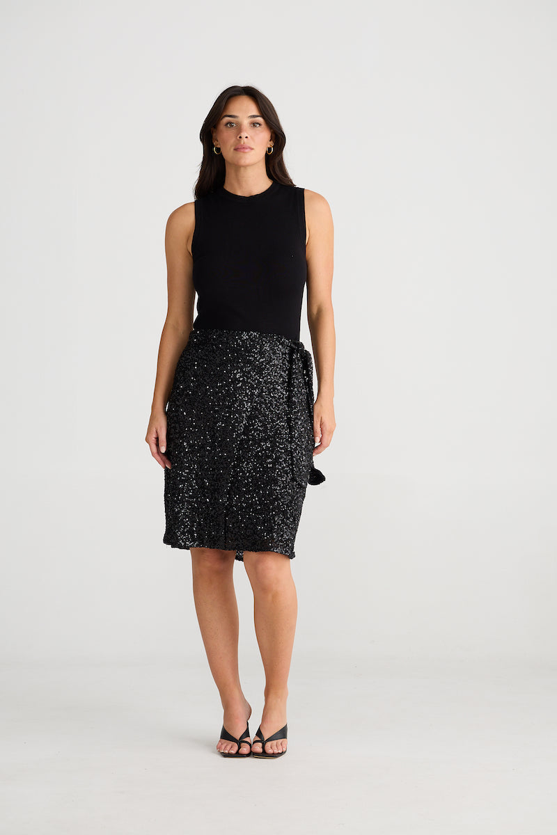 Mae Wrap Skirt, Black