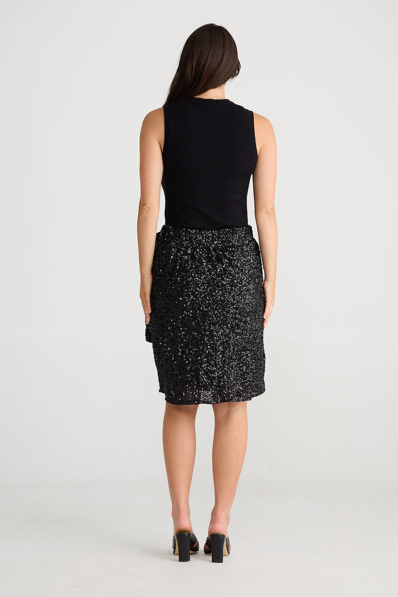 Mae Wrap Skirt, Black