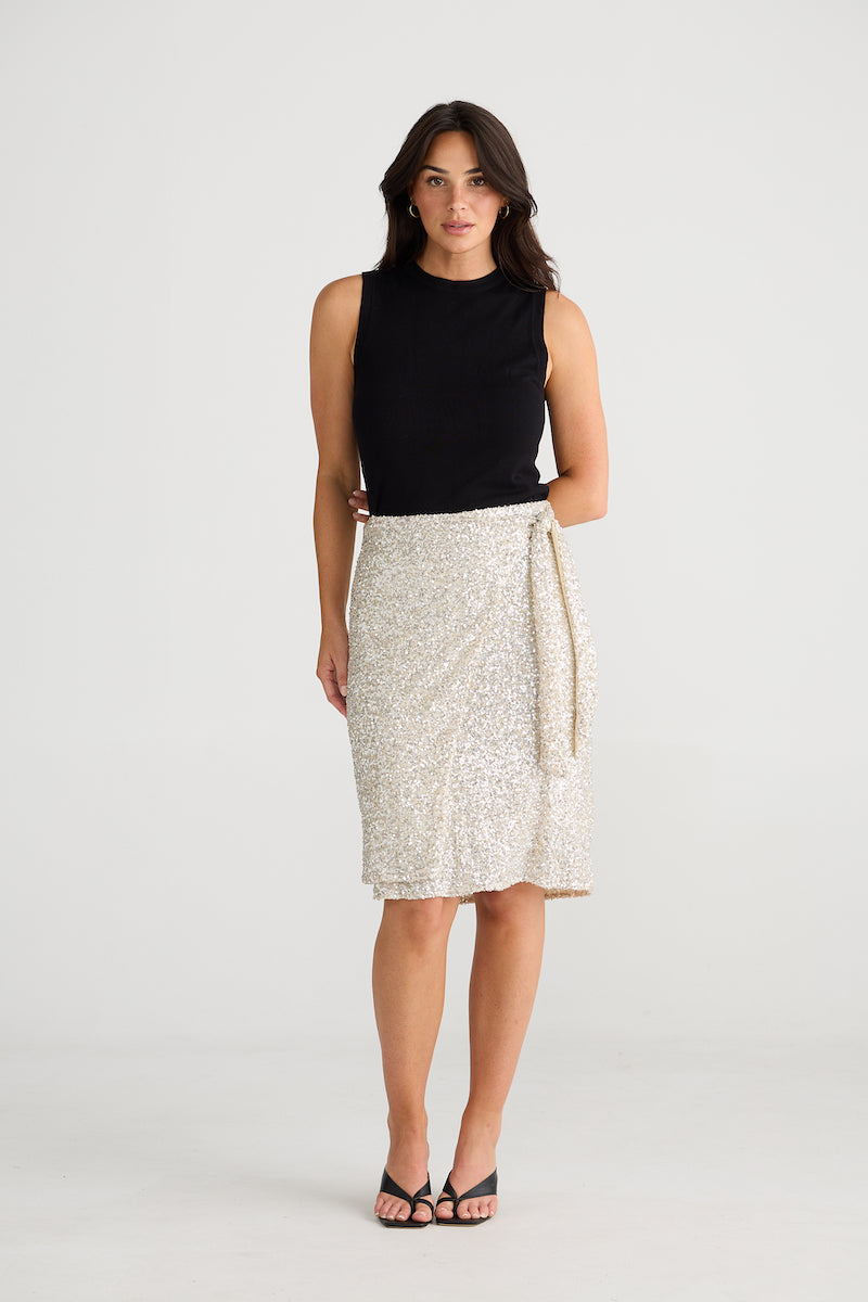 Mae Wrap Skirt, Champagne