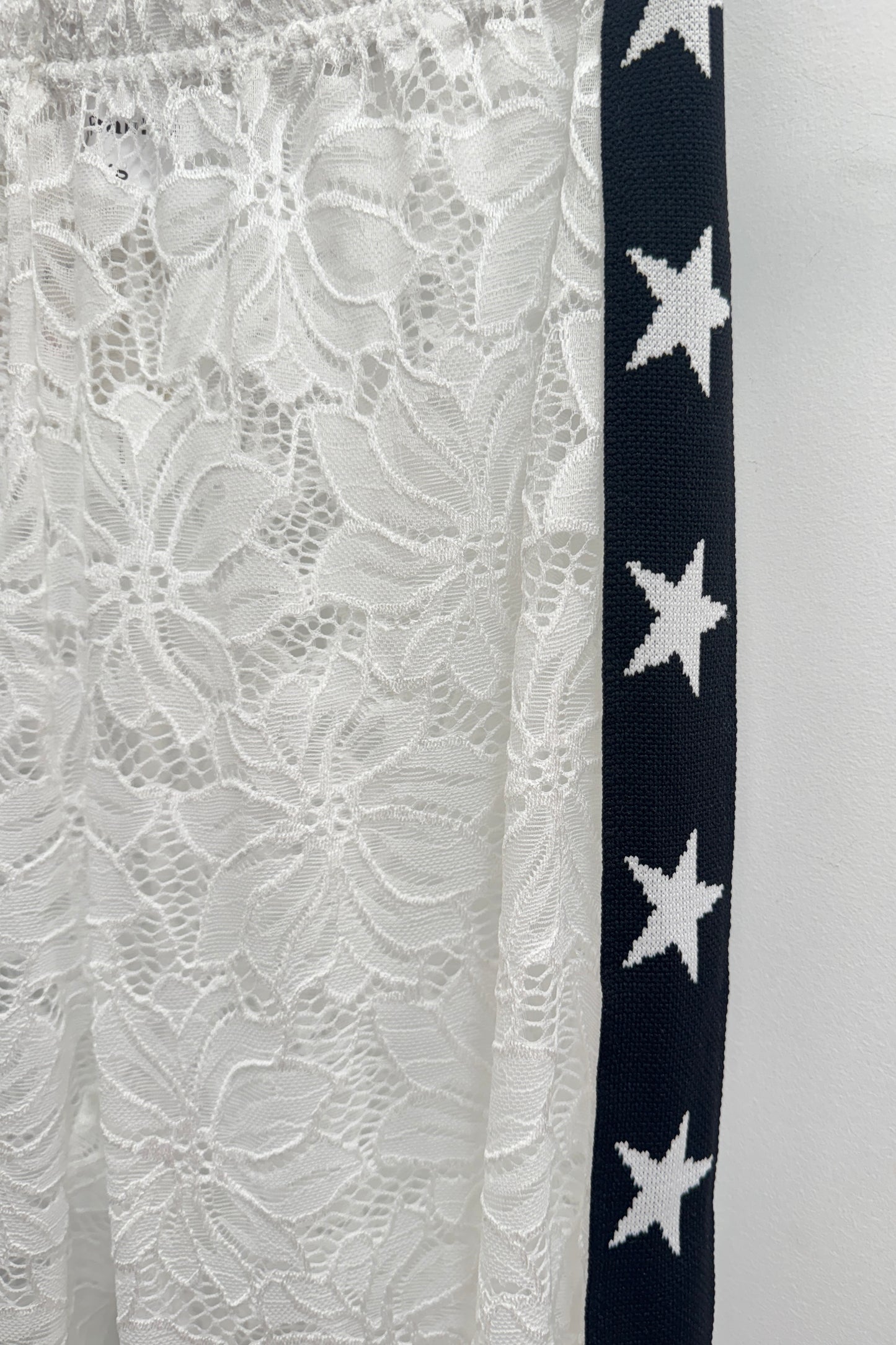 Star Lace Pants, White
