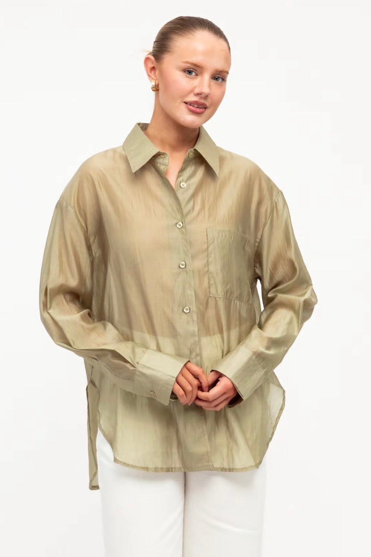 Jerry Sheer Shirt, Khaki