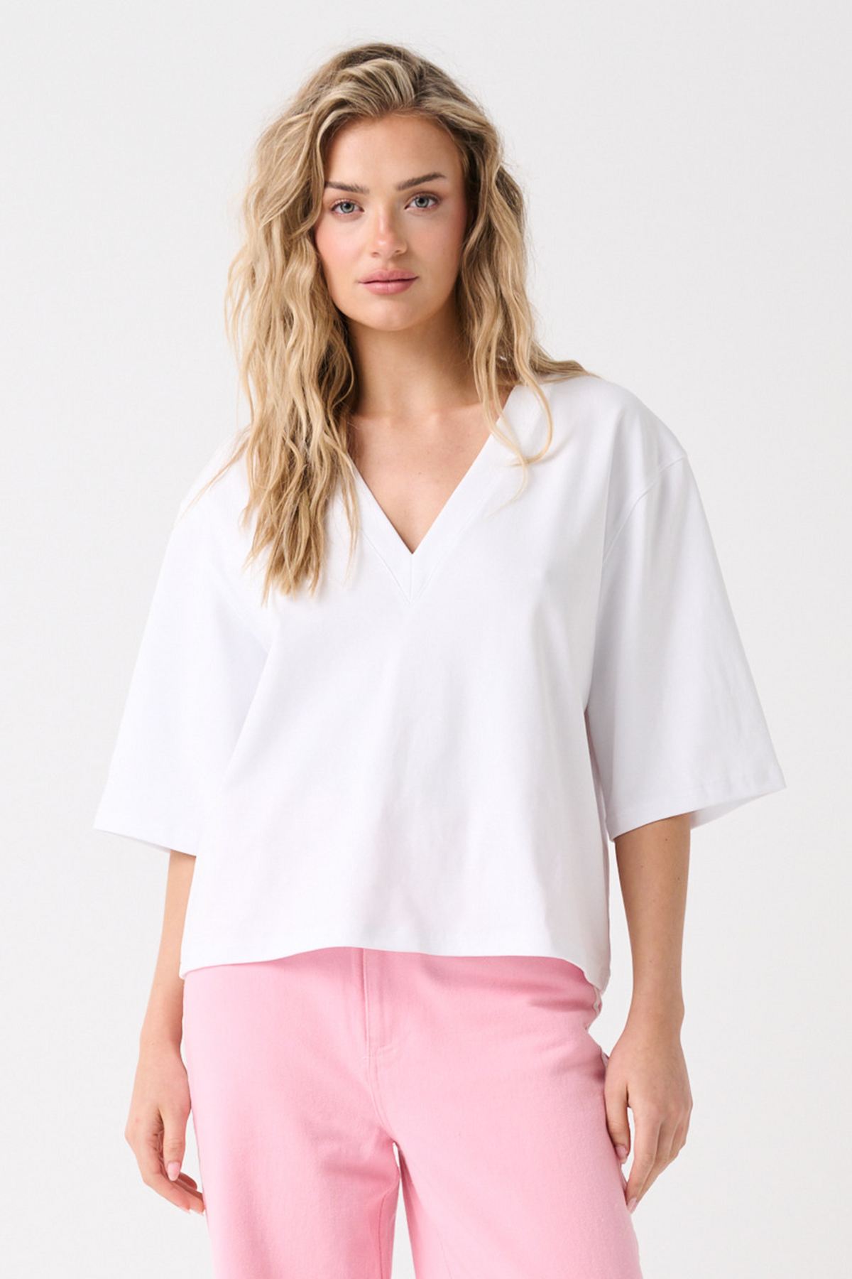 Mya V-Neck Tee, White