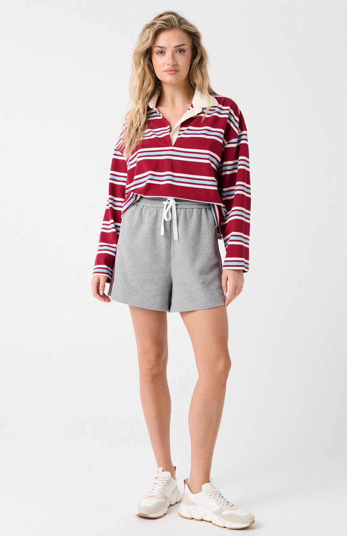 Alissa Rugby Tee, Raspberry Stripe