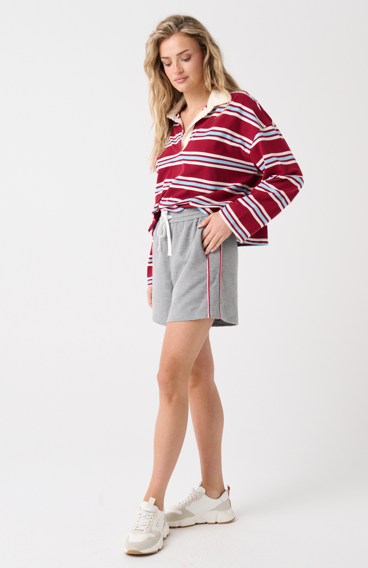 Alissa Rugby Tee, Raspberry Stripe