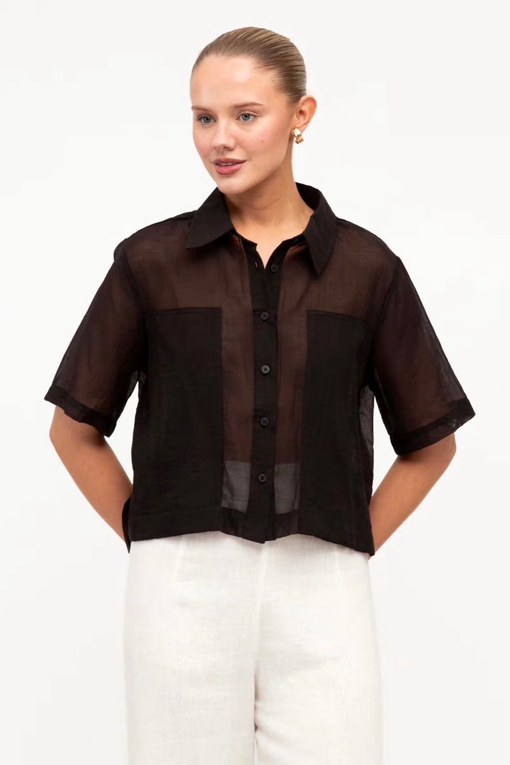 Sherry Sheer Shirt, Black