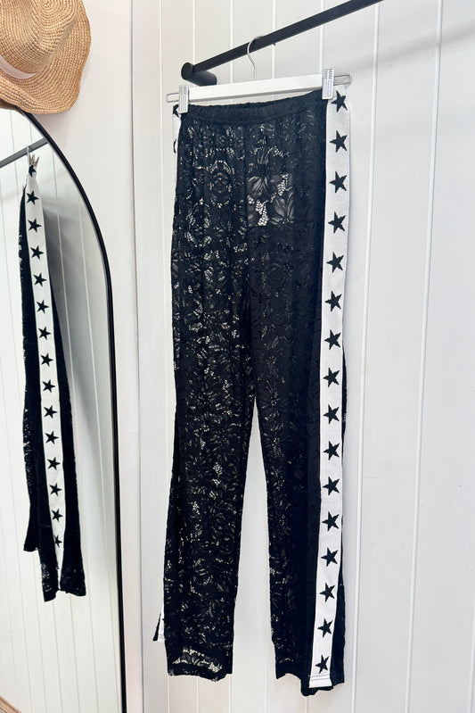 Star Lace Pants, Black