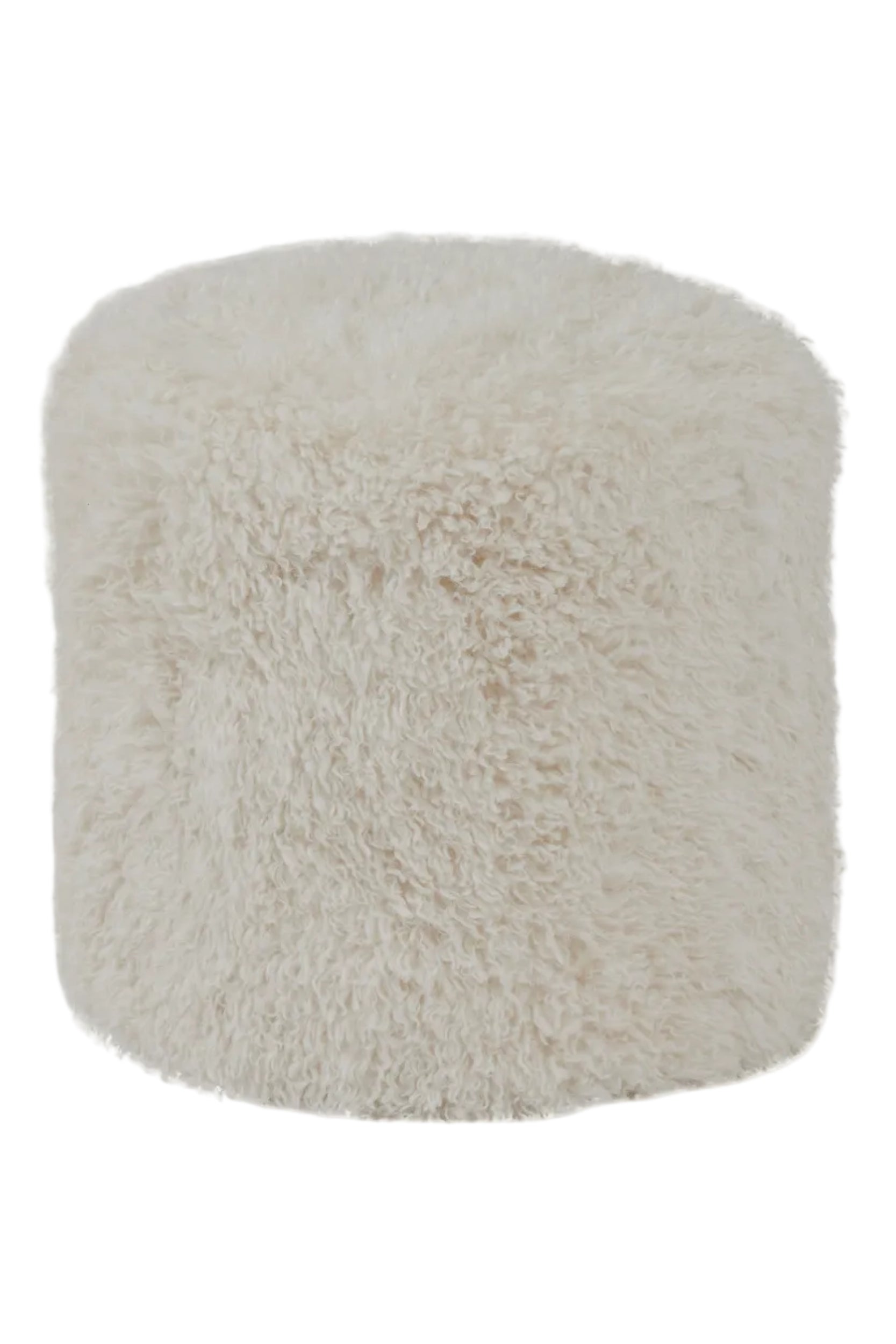 White fluffy ottoman on a white background