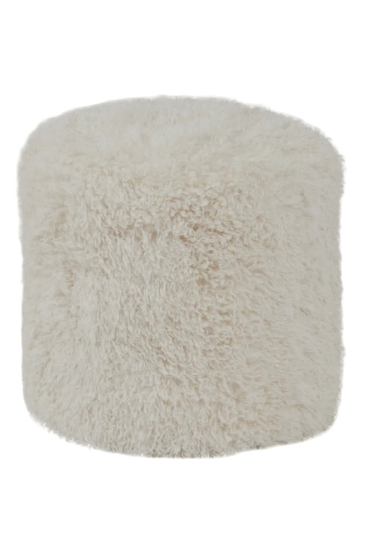 White fluffy ottoman on a white background