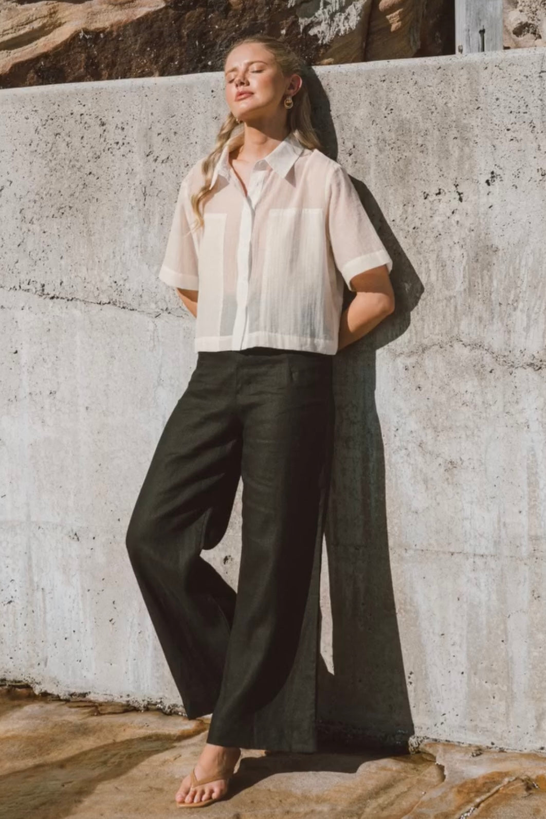 Sherry Sheer Shirt, Cream