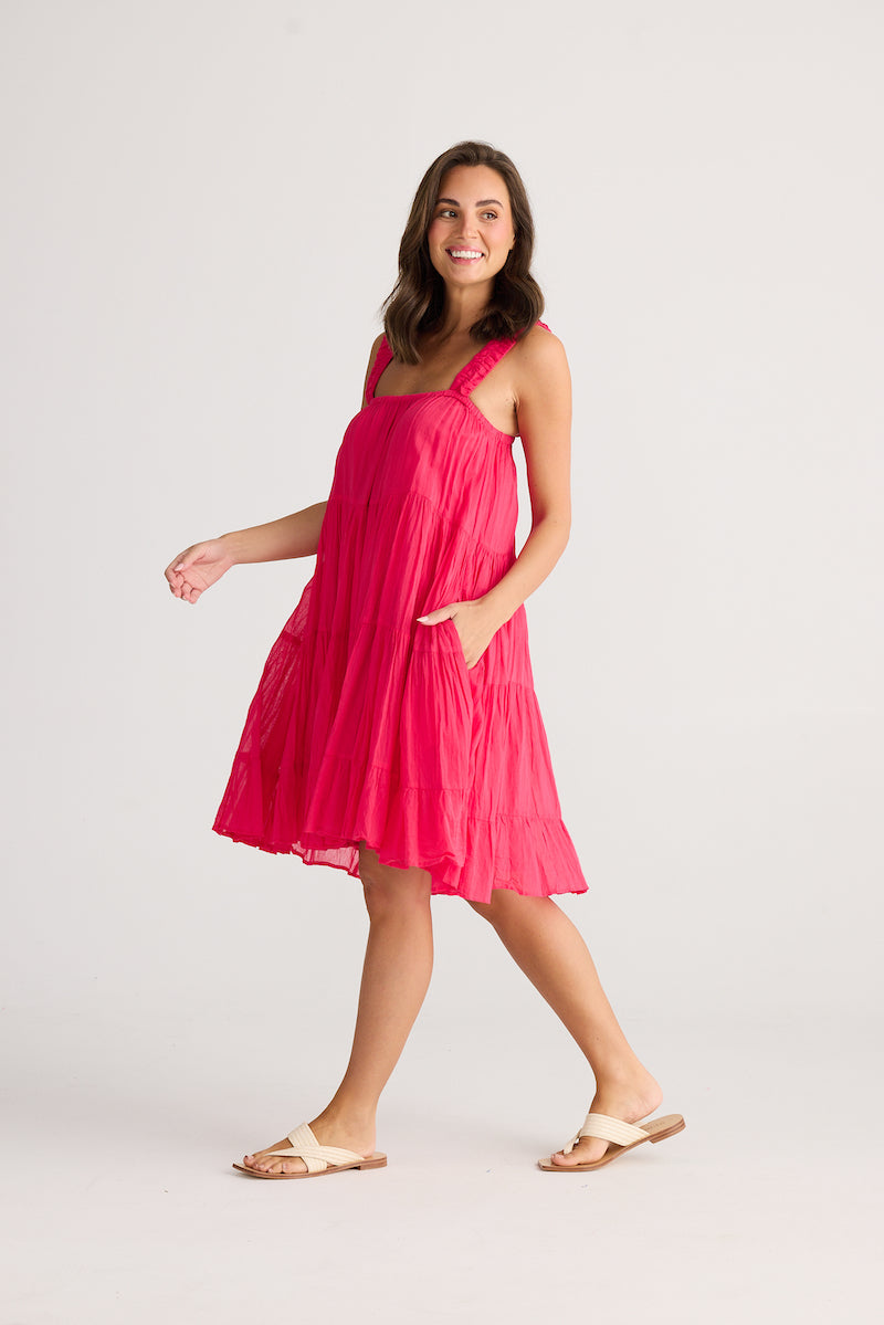 Saunter Dress, Raspberry