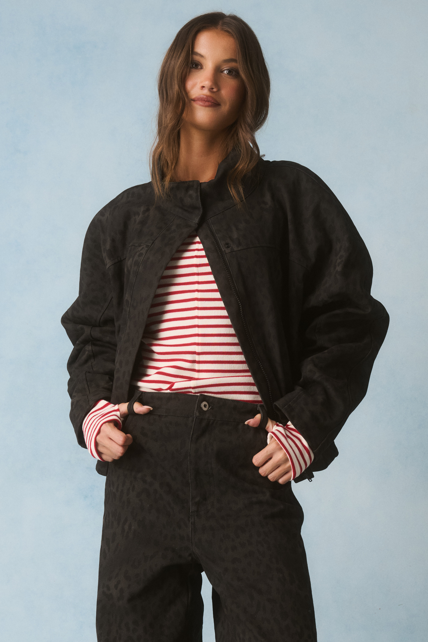 Peta Jacket, Black Washed Leopard