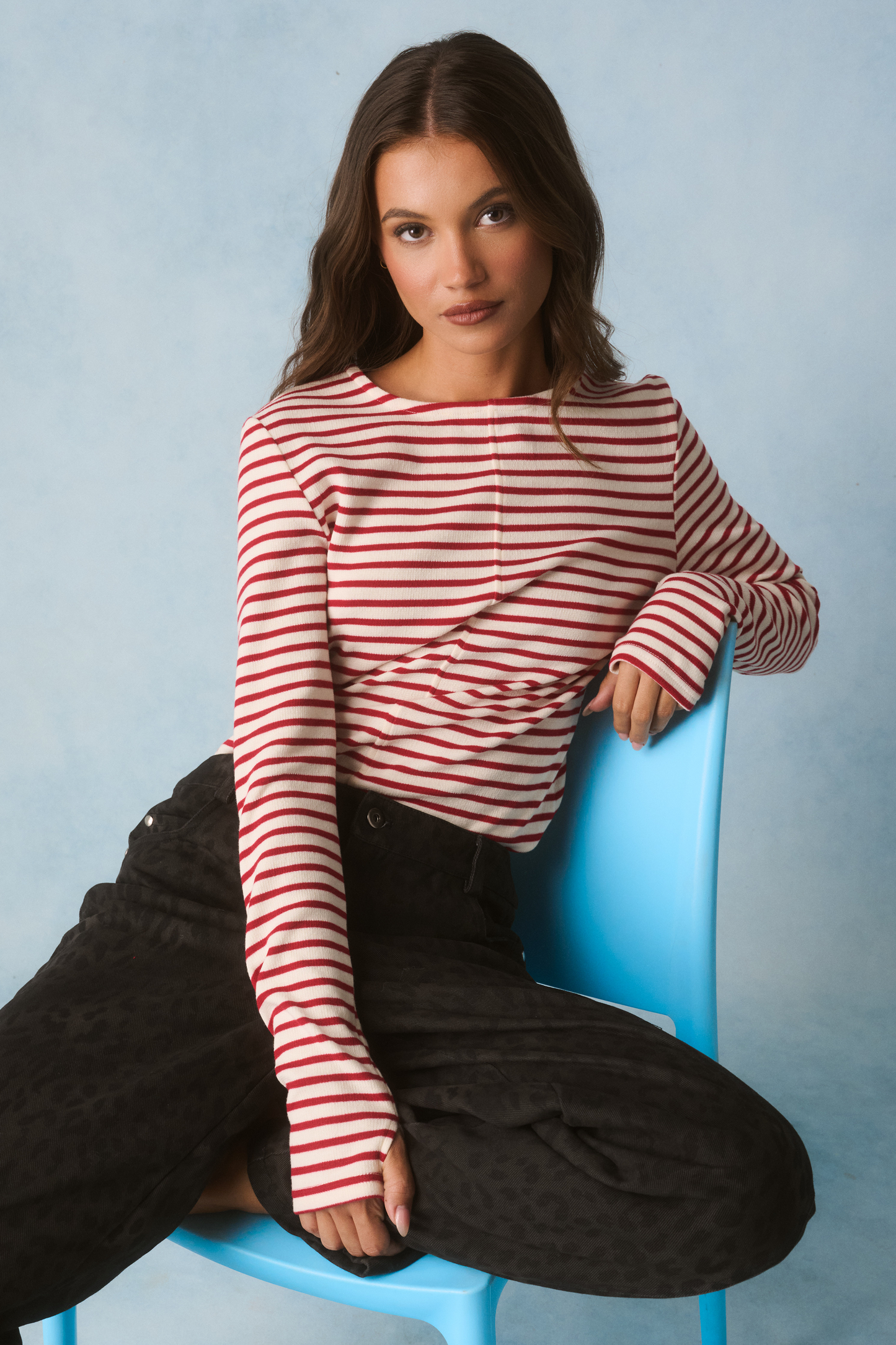 Aspen Top, Ruby Stripe