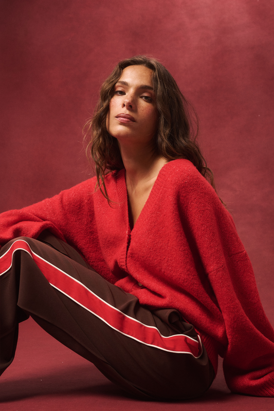 Dusty Pant, Truffle/Red