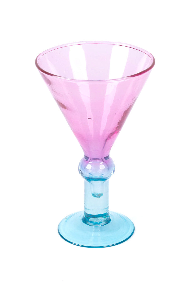 Dahlia Martini Glasses, Pink/Turquoise