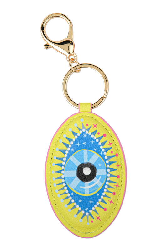 Keychain with eye design on a white background