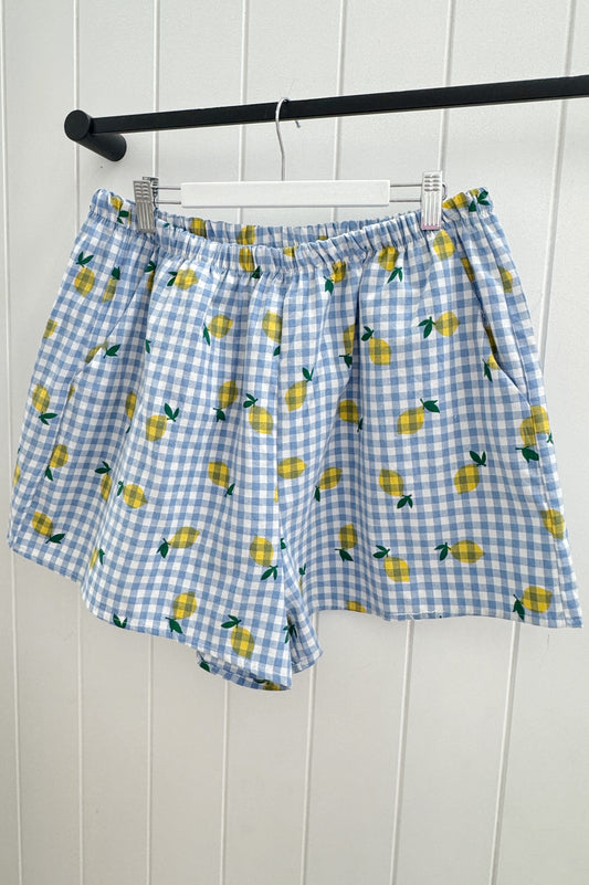 Munich Lemon Shorts, Blue Gingham