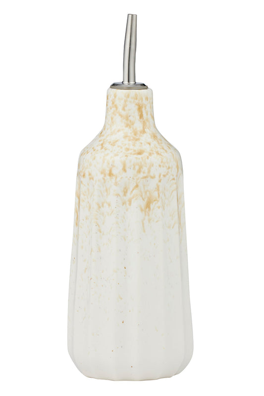 Marbled patterned bottle with a metal cap on a white background