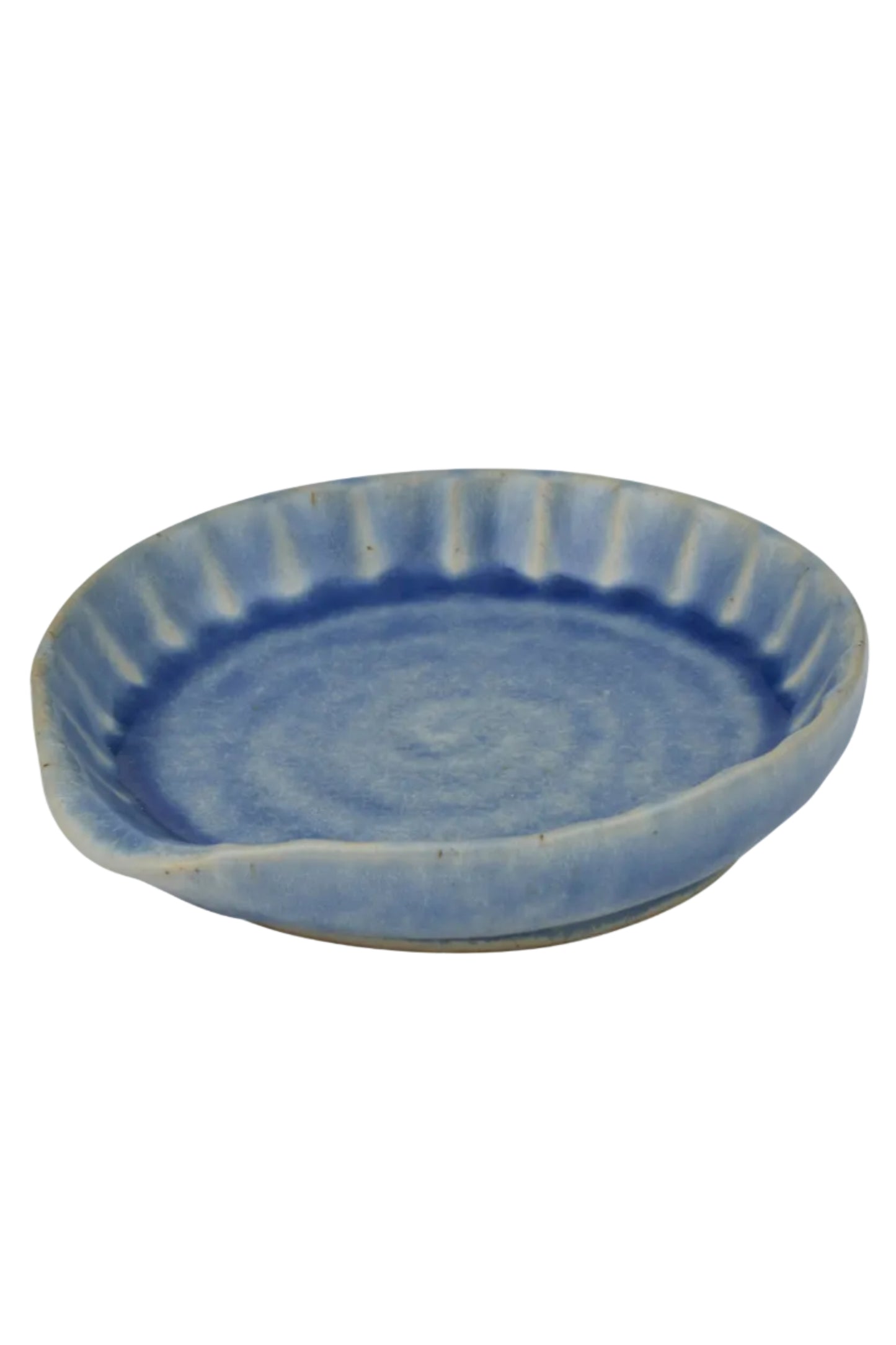 Blue ceramic dish on a white background