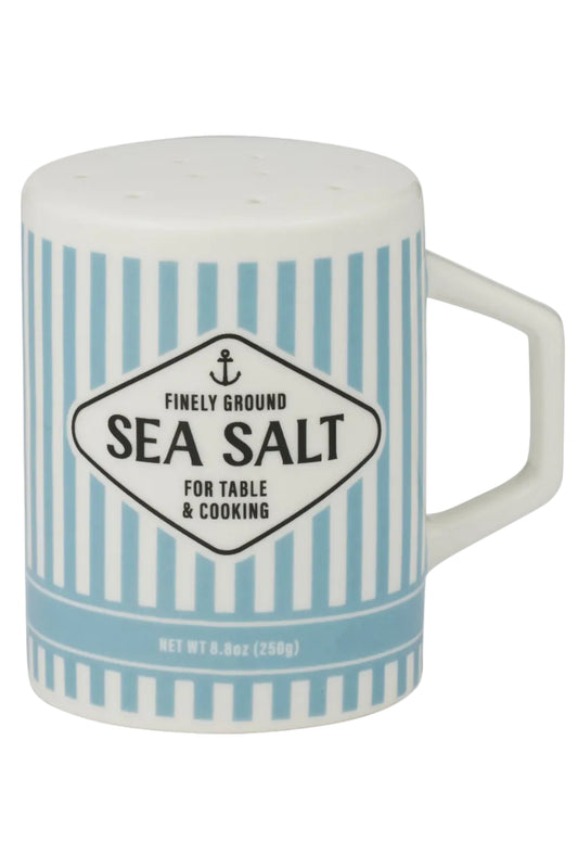 Blue and white stripe ceramic Sea Salt shaker