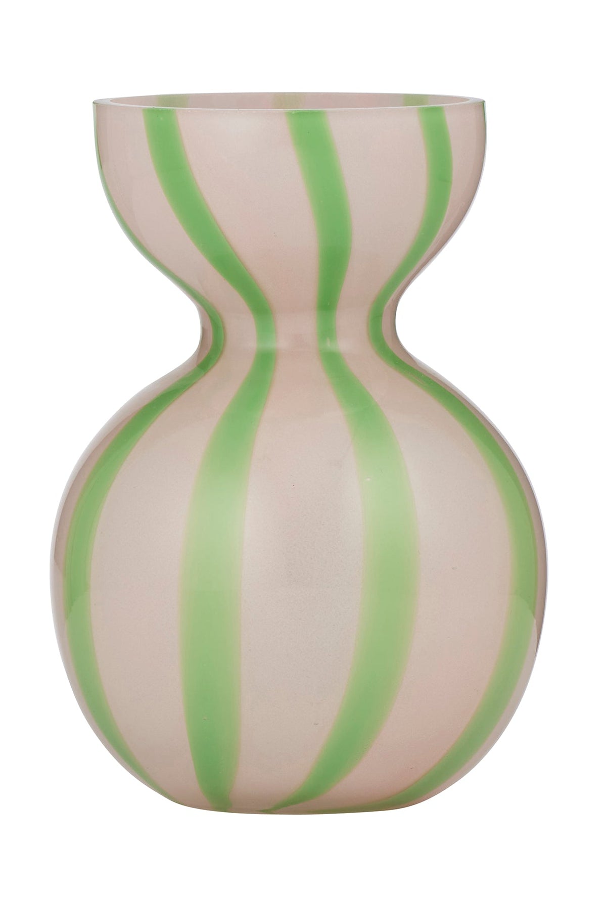 Vase with green stripes on a white background